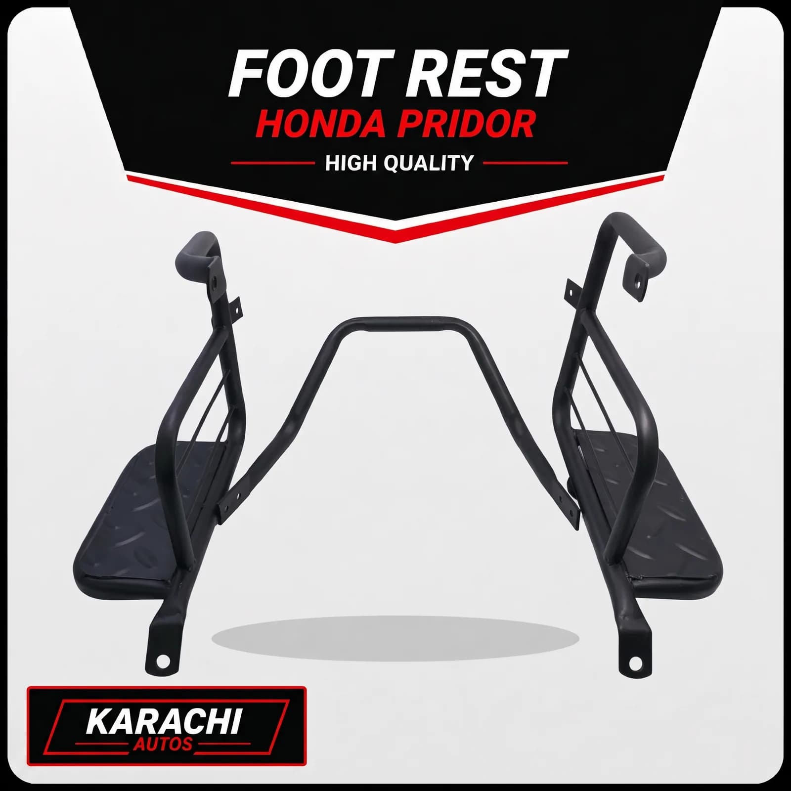 Heavy-Duty Black Metal Footrest & Guard Assembly for Honda Pridor